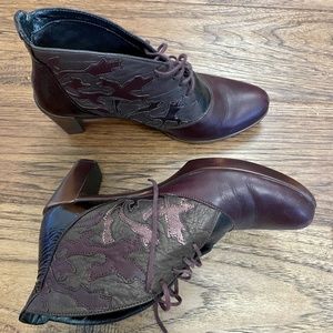 Naot Burgundy and Copper Booties, 38